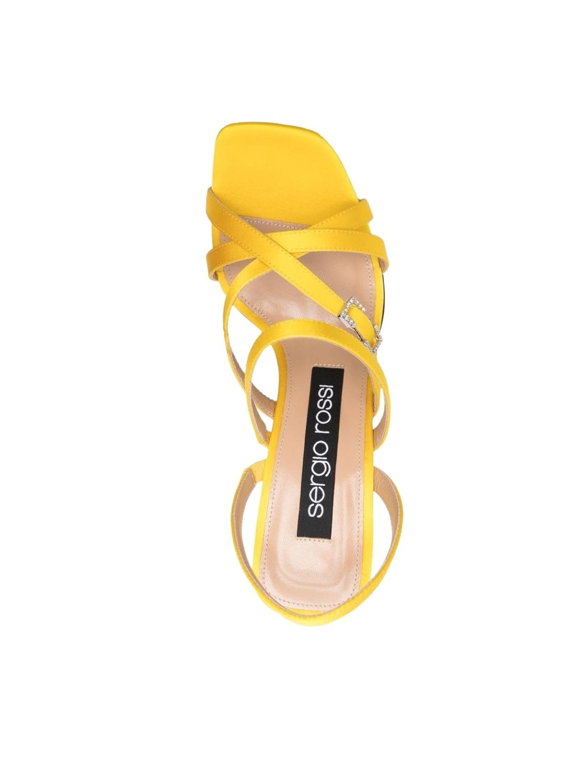 SERGIO ROSSI Crepe Satin Leather Heeled Sandal