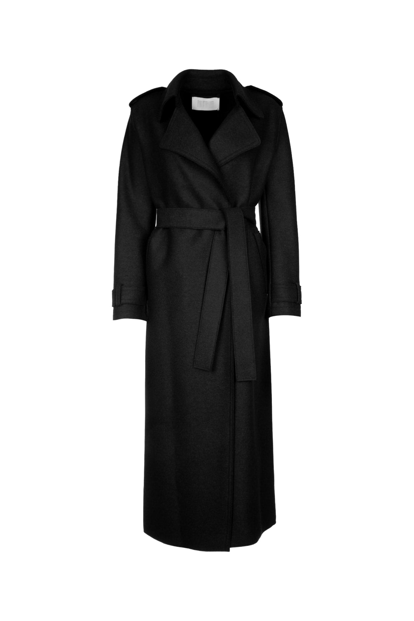 HARRIS WHARF LONDON Women’s Long Trench Coat with Double Stitching in Pressed Wool