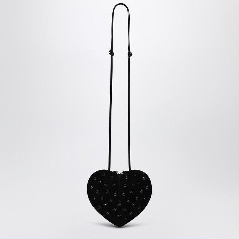 ALAIA Heart-Shaped Mini Suede Handbag with Crystals