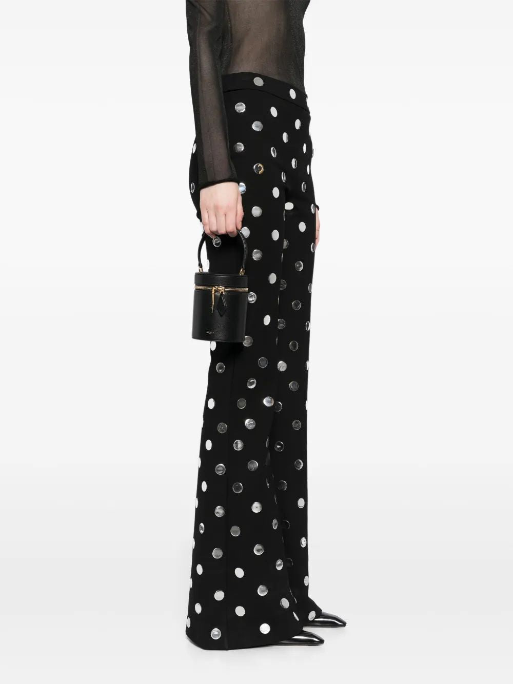 ALAIA Cylindrical Mini Handbag with Golden Zip Logo