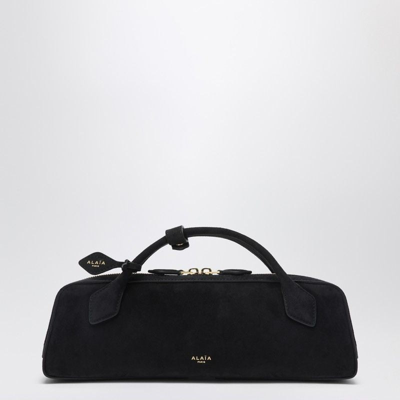 ALAIA Mini Elongated Suede Clutch with Decorative Laces