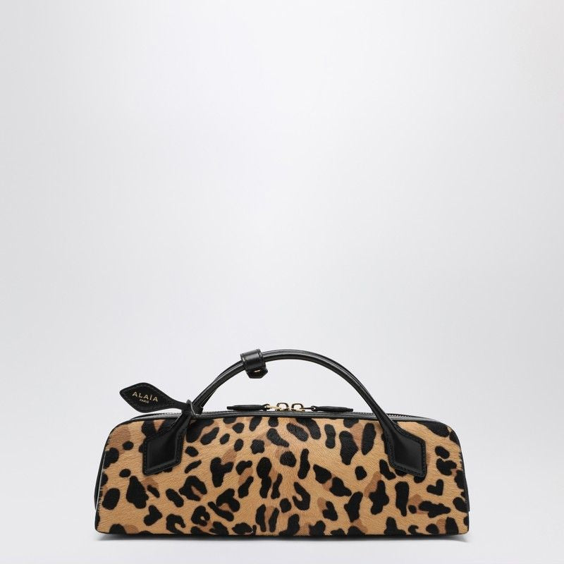 ALAIA Mini Elongated Pouch Handbag in Leopard Print Calfskin