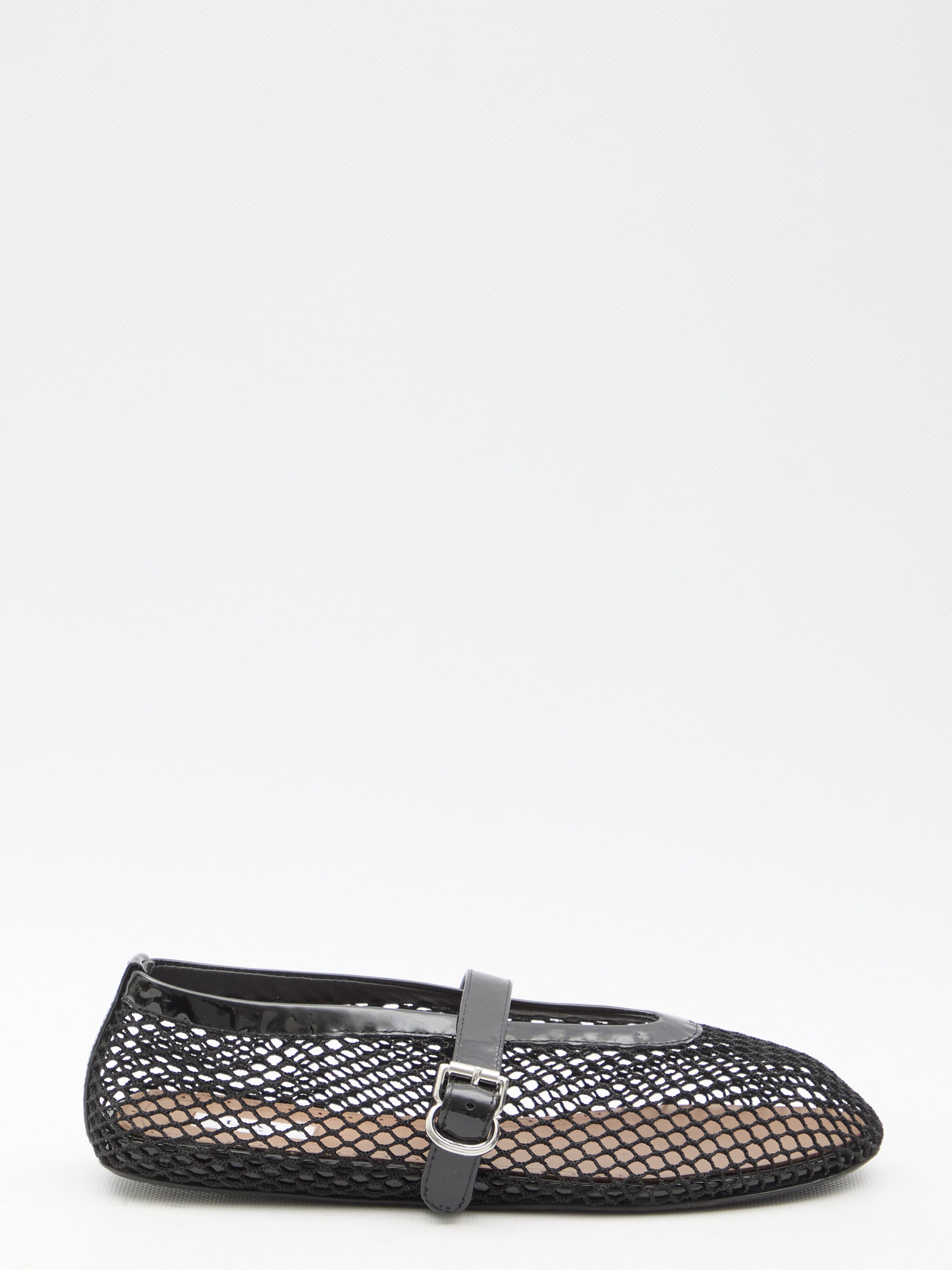 ALAIA Fishnet Ballerinas with Adjustable Buckle Strap - FW25