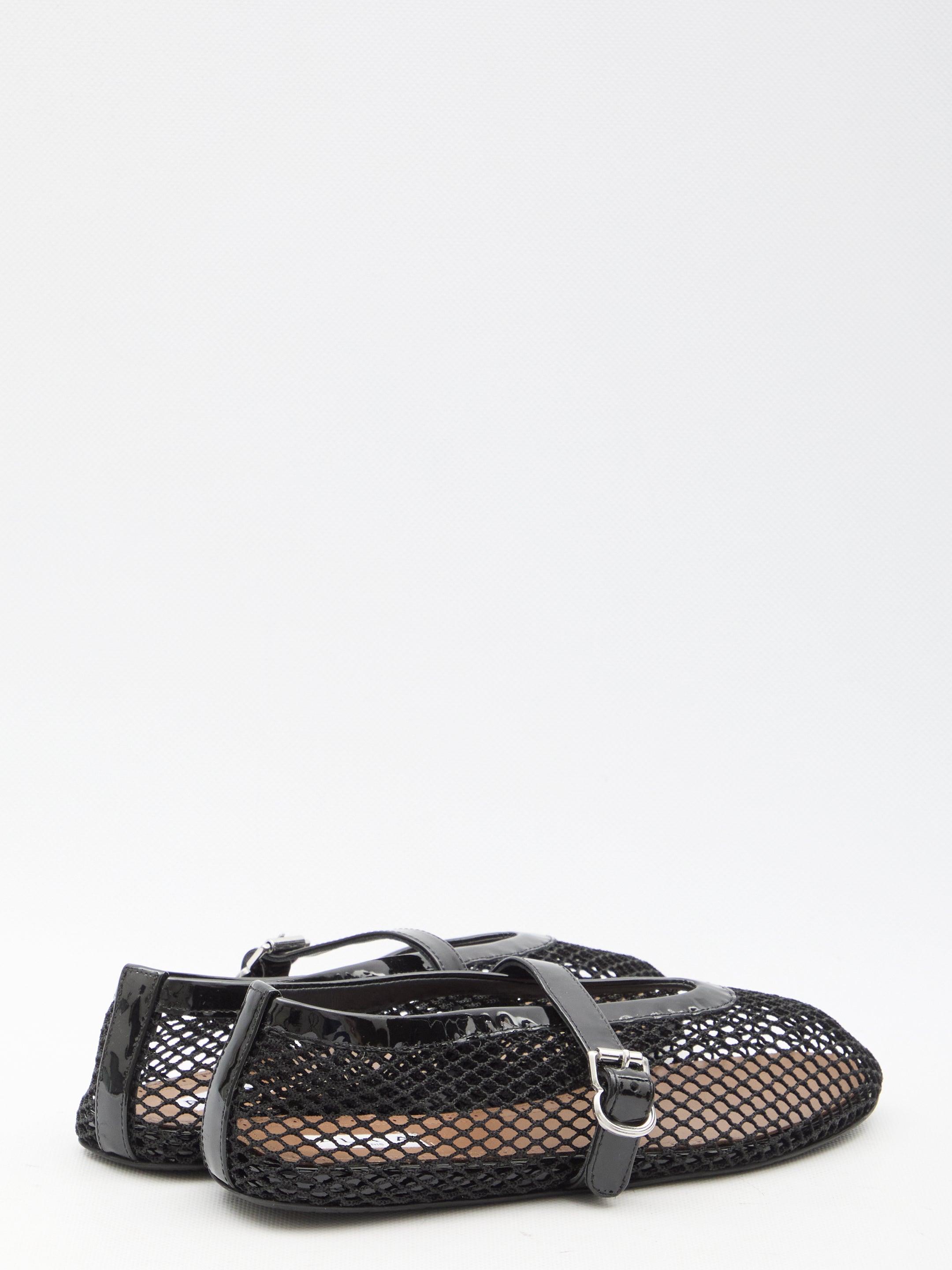 ALAIA Fishnet Ballerinas with Adjustable Buckle Strap - FW25