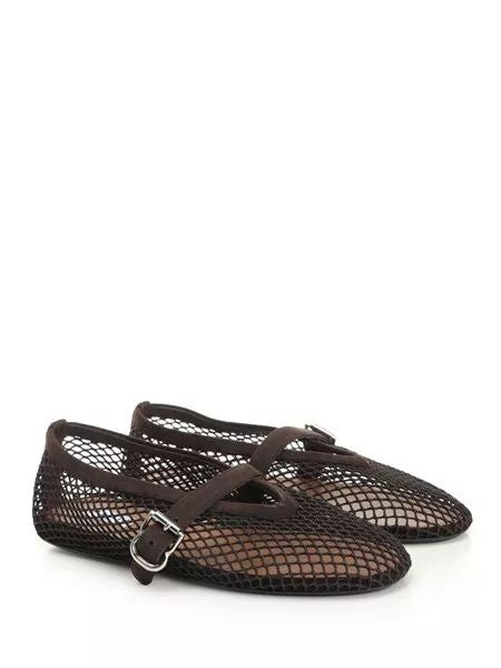 ALAIA Fishnet Suede Flat Ballerinas for Women