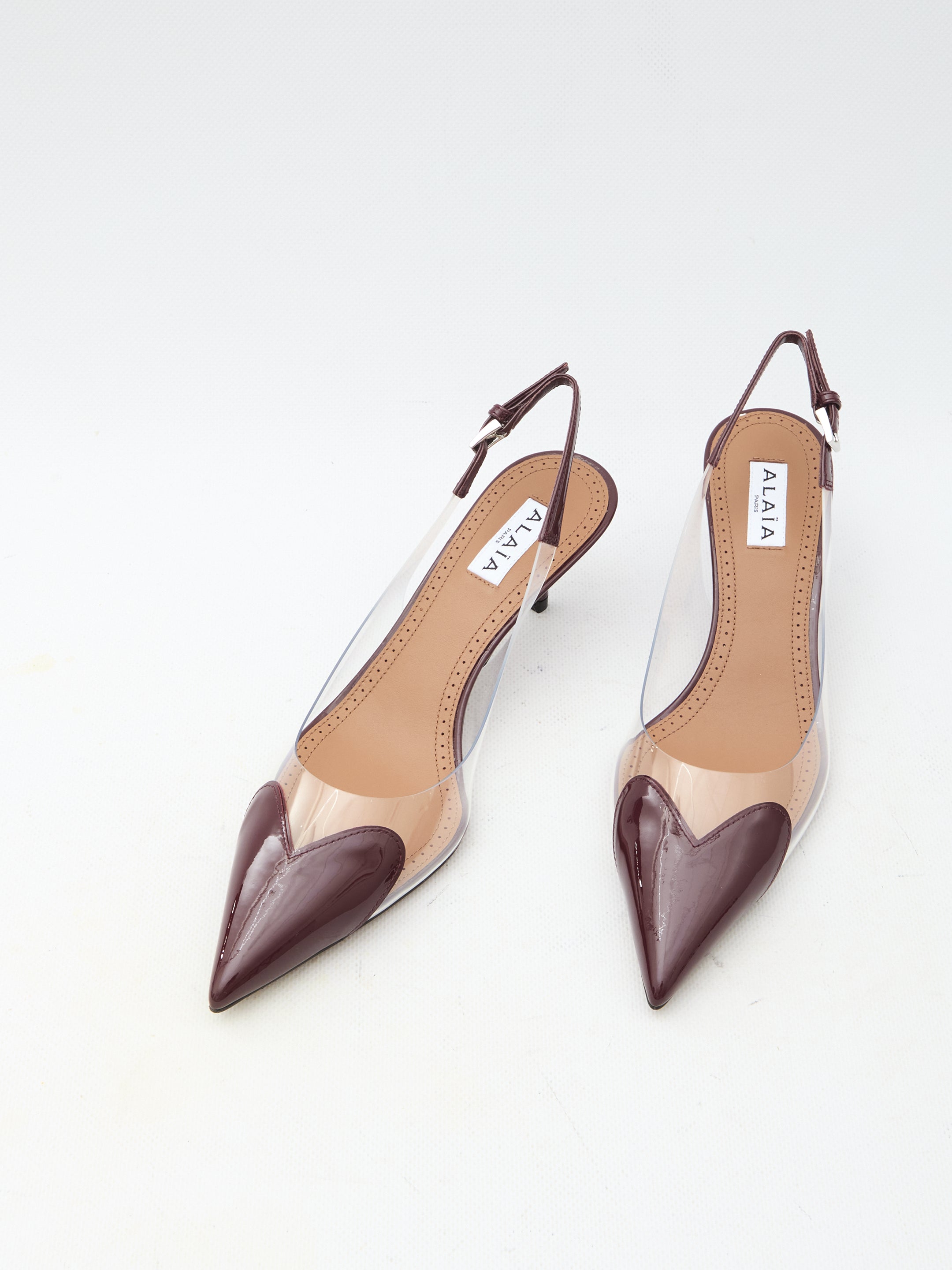 ALAIA Heart Motif Slingback Heels with Buckle Fastening