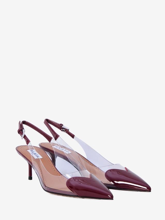 ALAIA Heart-Cut Mini Slingback Pumps with Adjustable Strap