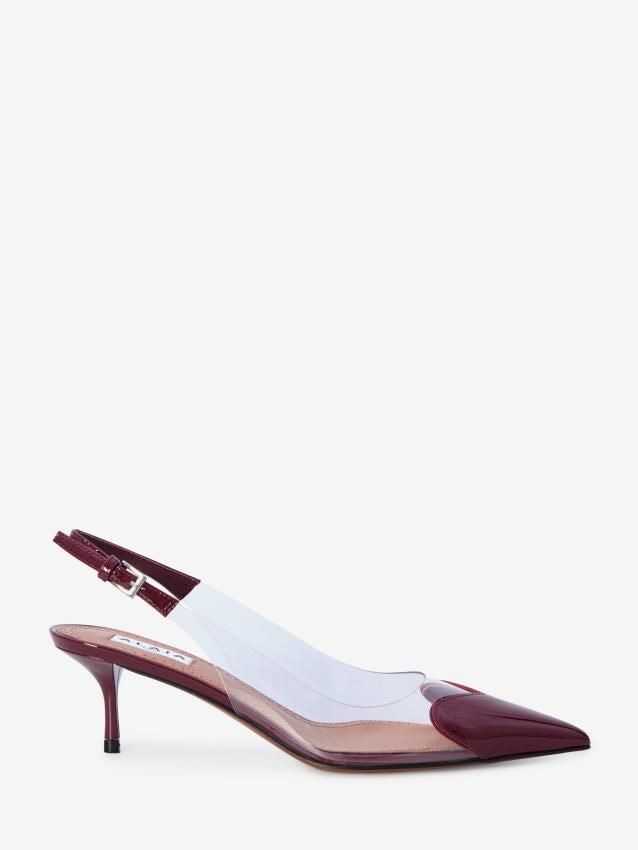 ALAIA Heart-Cut Mini Slingback Pumps with Adjustable Strap