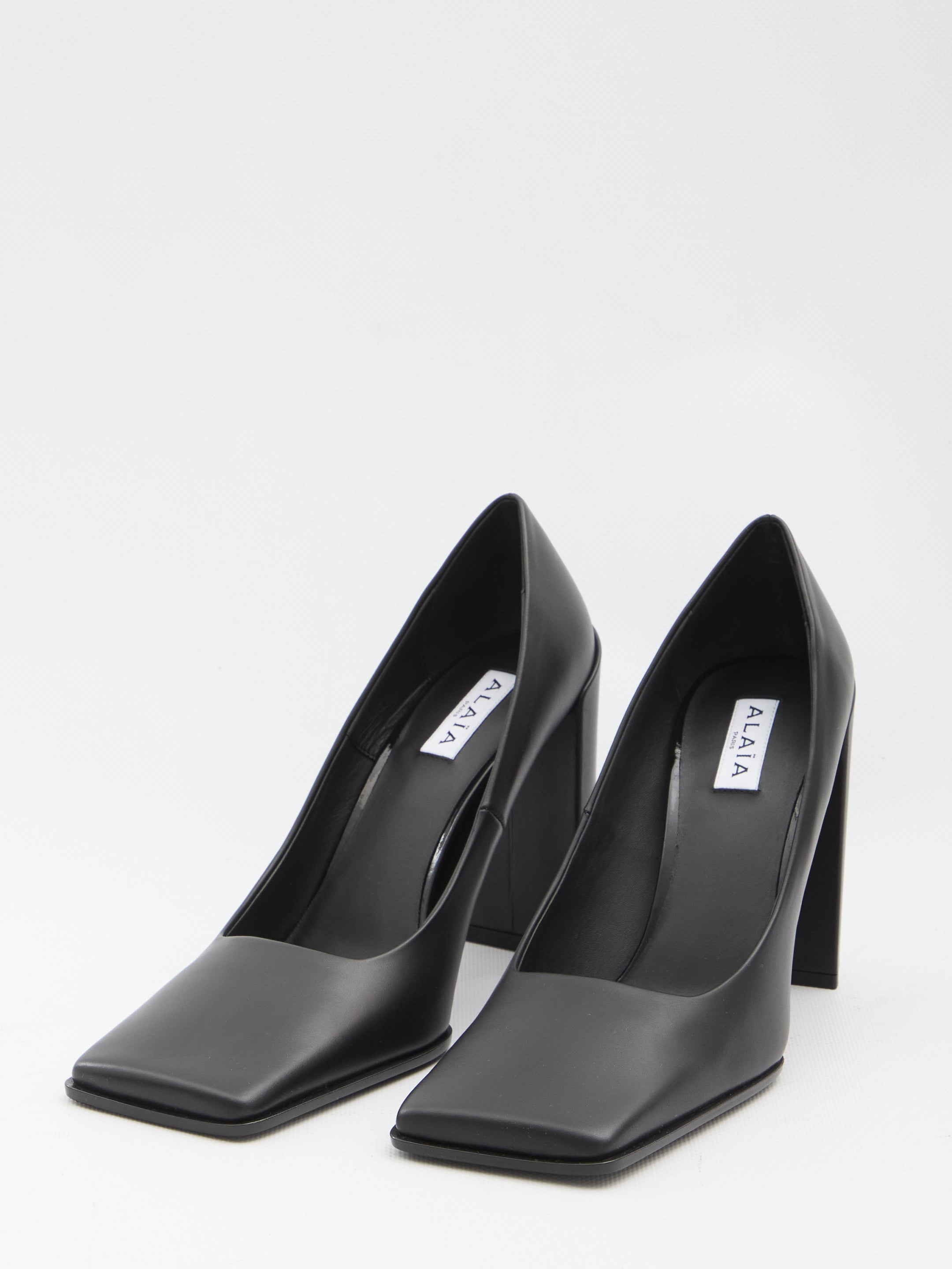 ALAIA Square-Toed Pumps with Block Heel - 9 cm Height