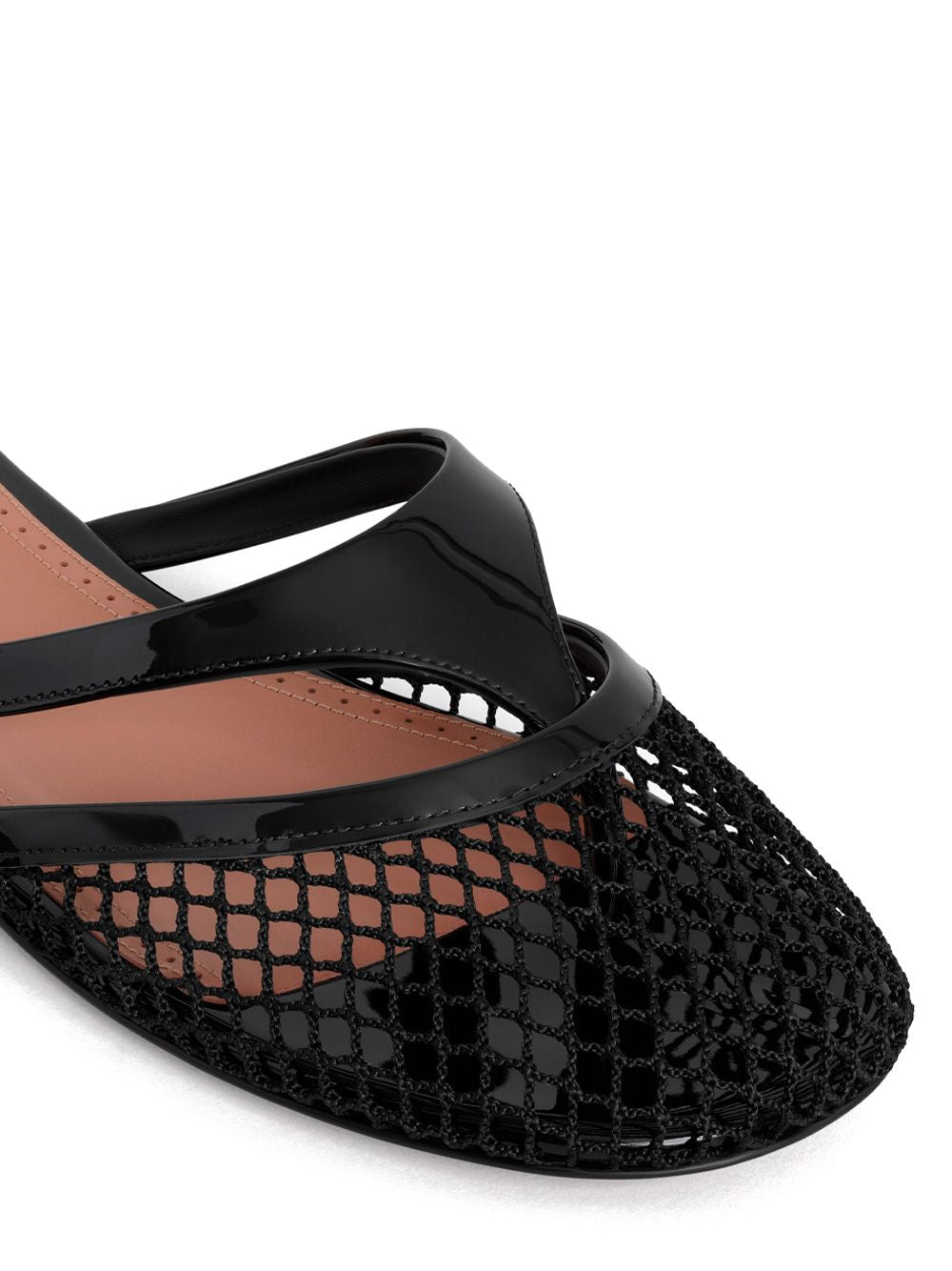 ALAIA Fishnet and Leather Infradito Flat Sandals