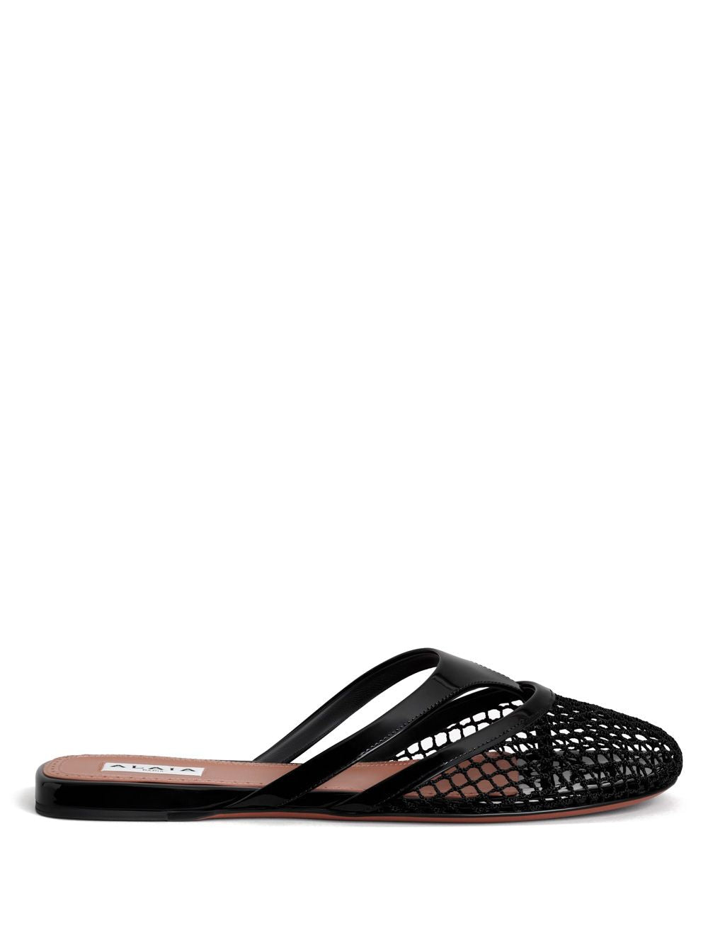 ALAIA Fishnet and Leather Infradito Flat Sandals