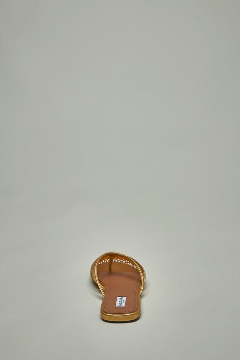 ALAIA Golden Net Flat Sandals for Women