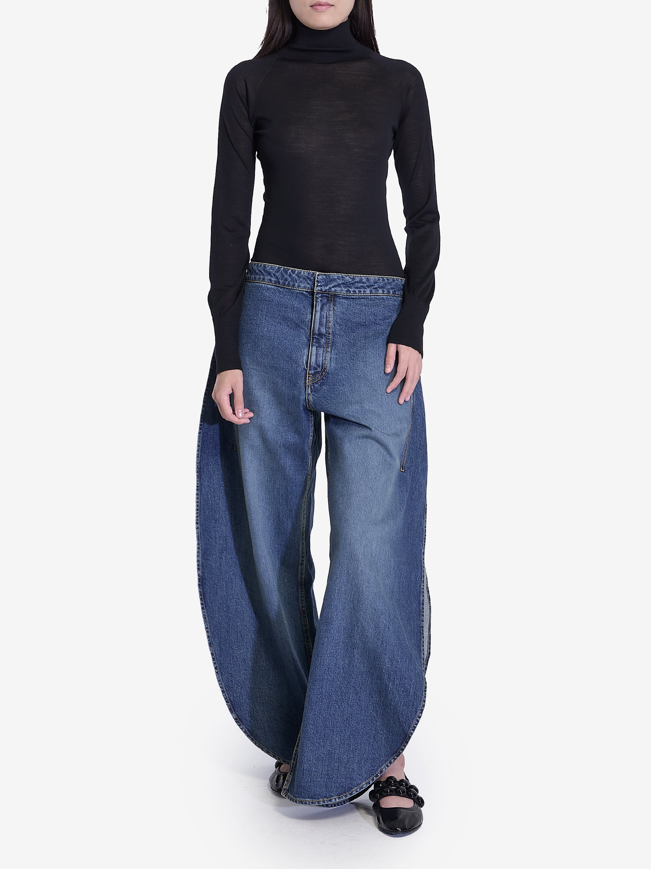 ALAIA Fitted High Collar Bodysuit in Fine Wool