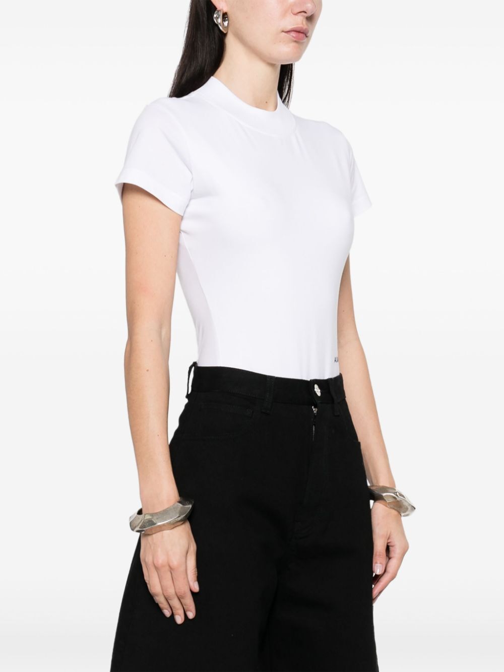 ALAIA Logo-Embroidered Bodysuit T-Shirt - Women's Mini Fit