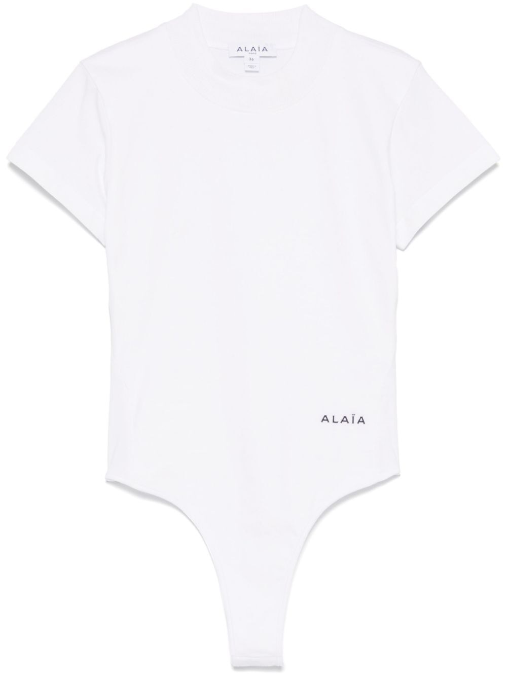 ALAIA Logo-Embroidered Bodysuit T-Shirt - Women's Mini Fit