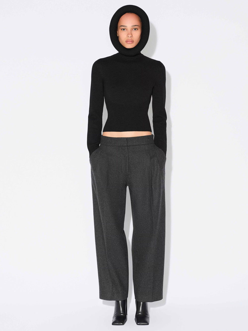 ALAIA Sculptural Hood Ribbed Knit Jumper