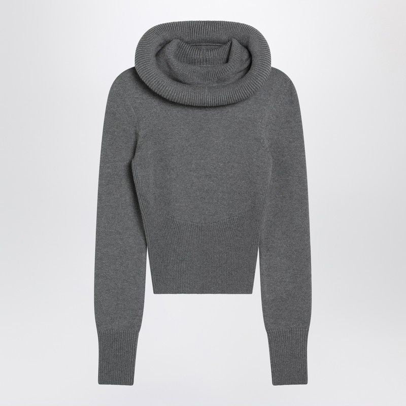ALAIA Sculptural Wool Hoodie with Ribbed Detailing