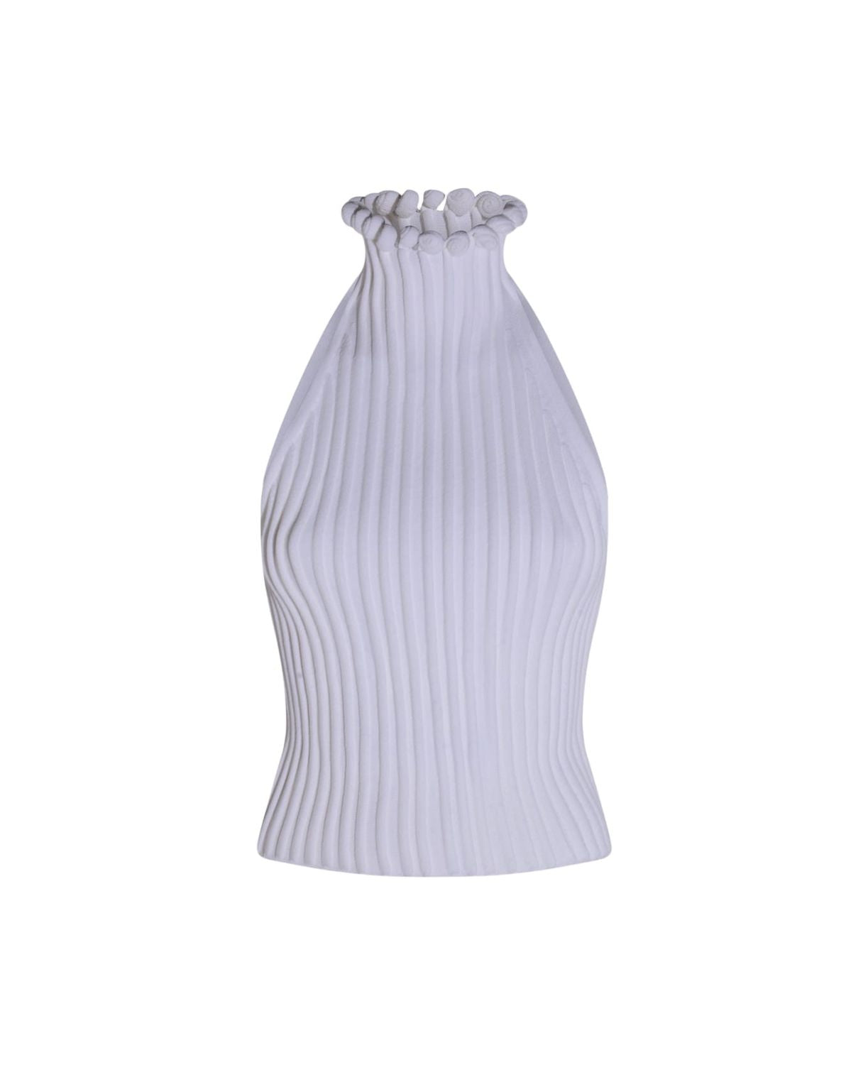 ALAIA Ribbed Knit Curled Trimmed Halter Top - Women's Mini