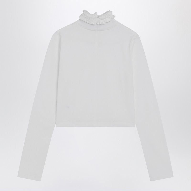 ALAIA Cropped Long-Sleeve T-Shirt with High Collar