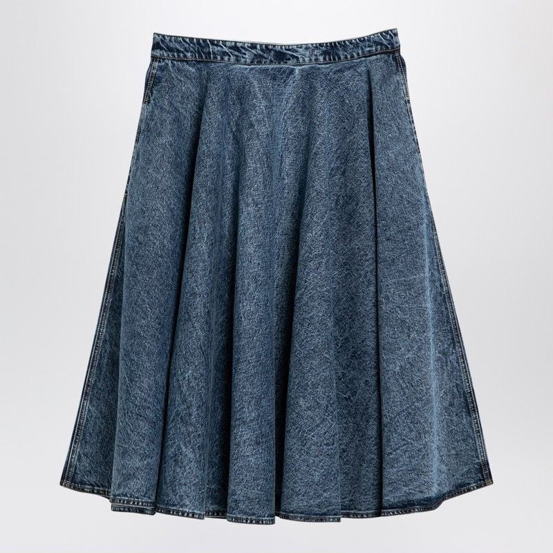 ALAIA Midi Denim Skirt with Knit Sash