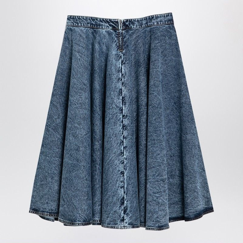 ALAIA Midi Denim Skirt with Knit Sash