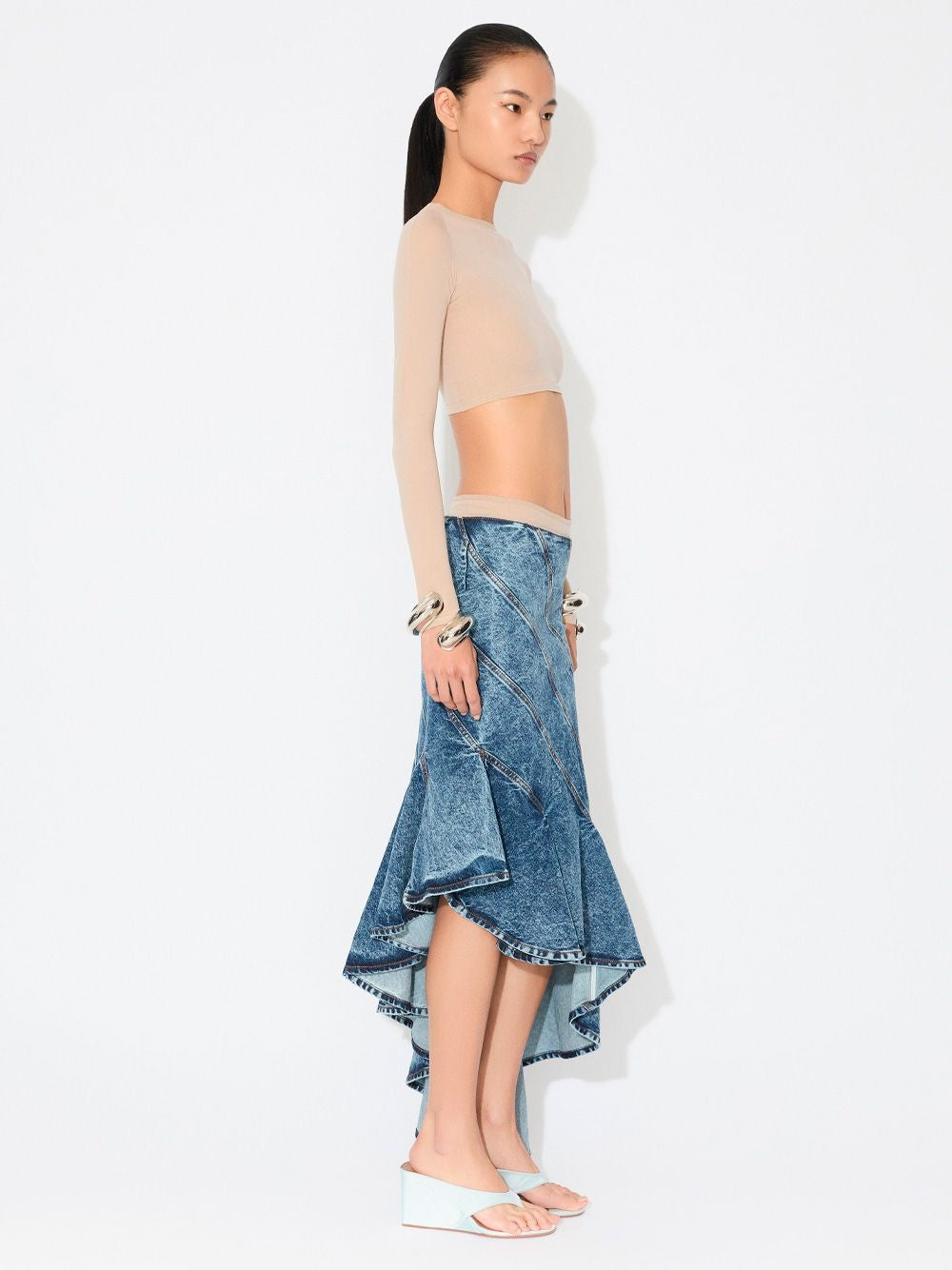 ALAIA Spiral Denim Skirt