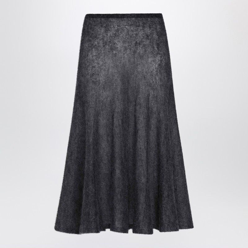 ALAIA Midi Skirt with Low Rise and A-Line Cut