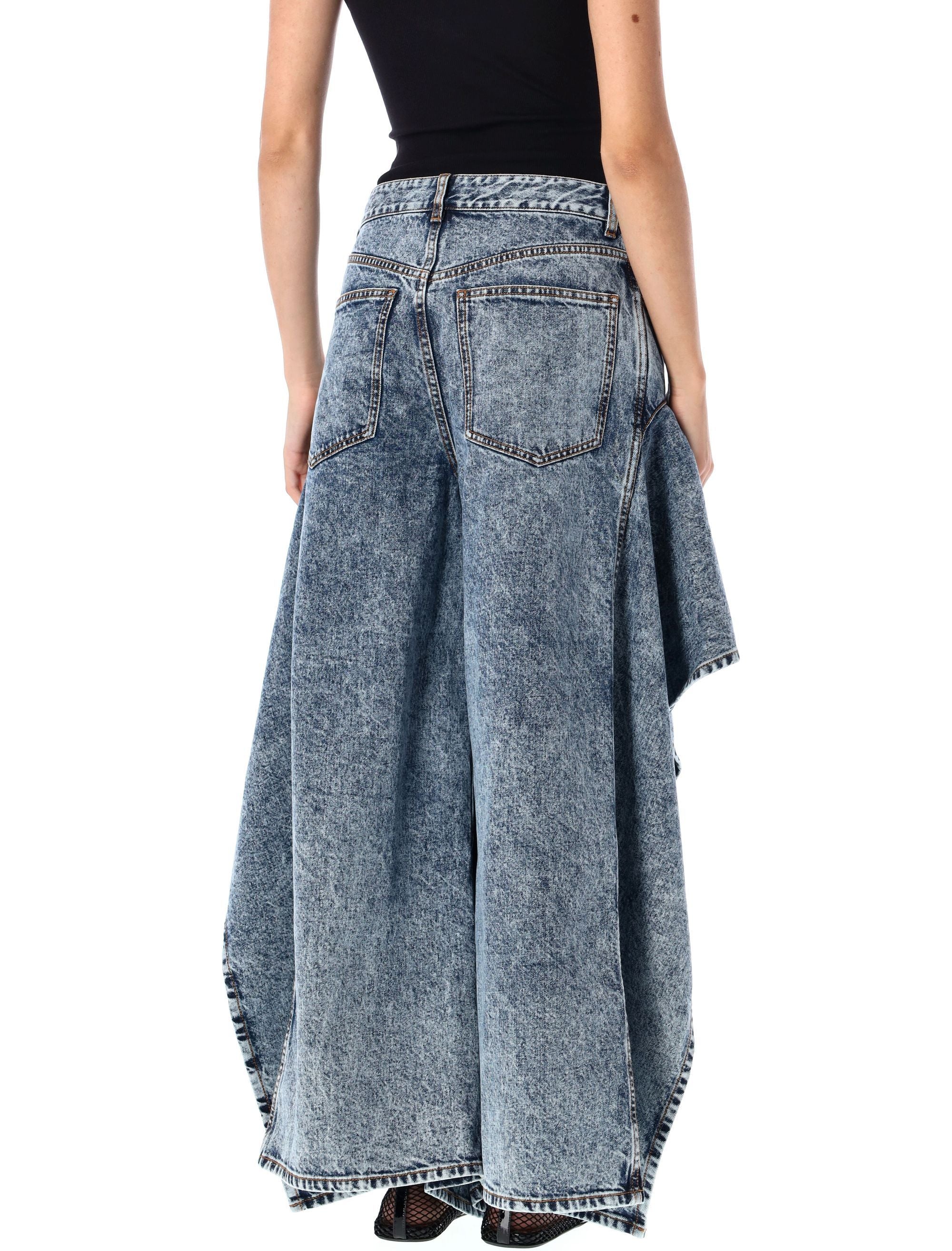 ALAIA Wide Leg Ruffle Jeans - Size 36