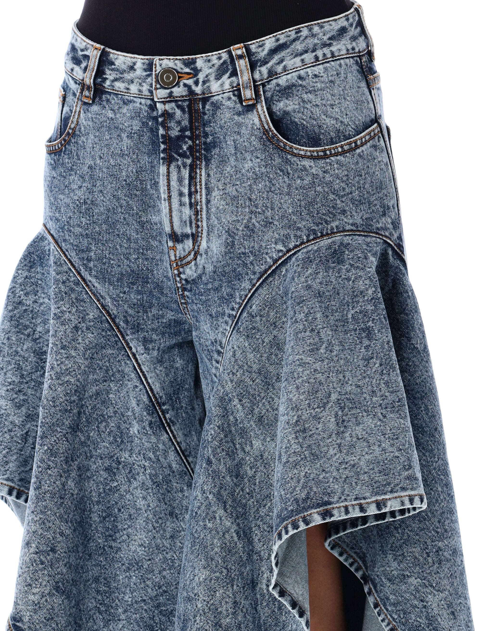 ALAIA Wide Leg Ruffle Jeans - Size 36