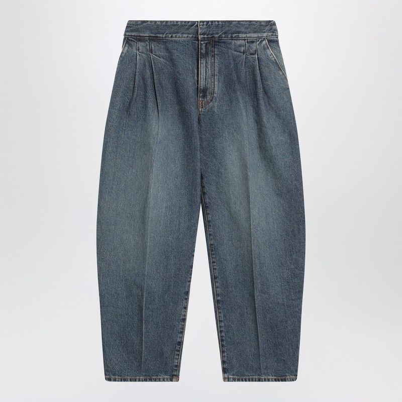 ALAIA Washed Denim Pleated Trousers