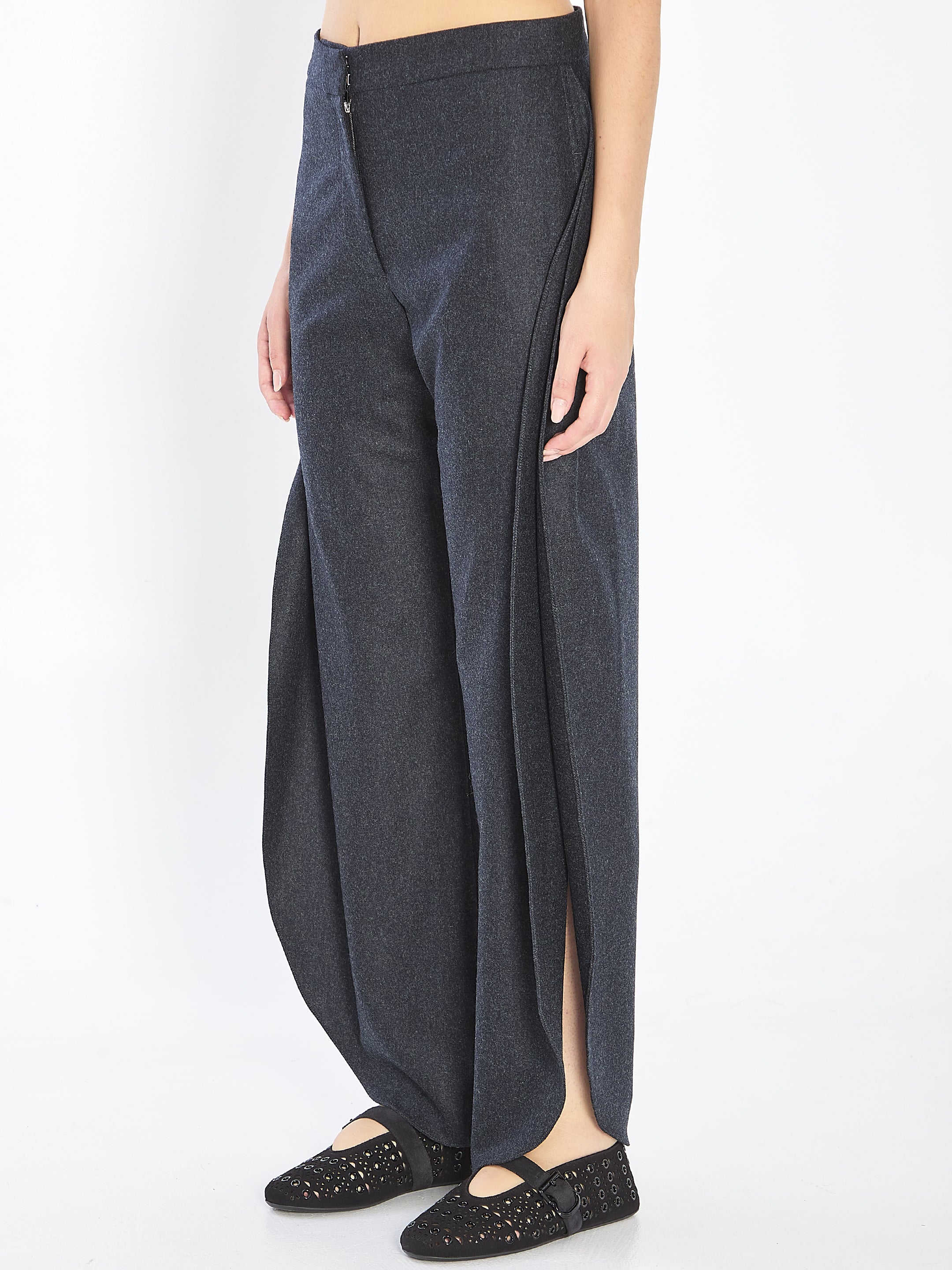 ALAIA Petal Trousers in Wool Flannel - Size 36 FR