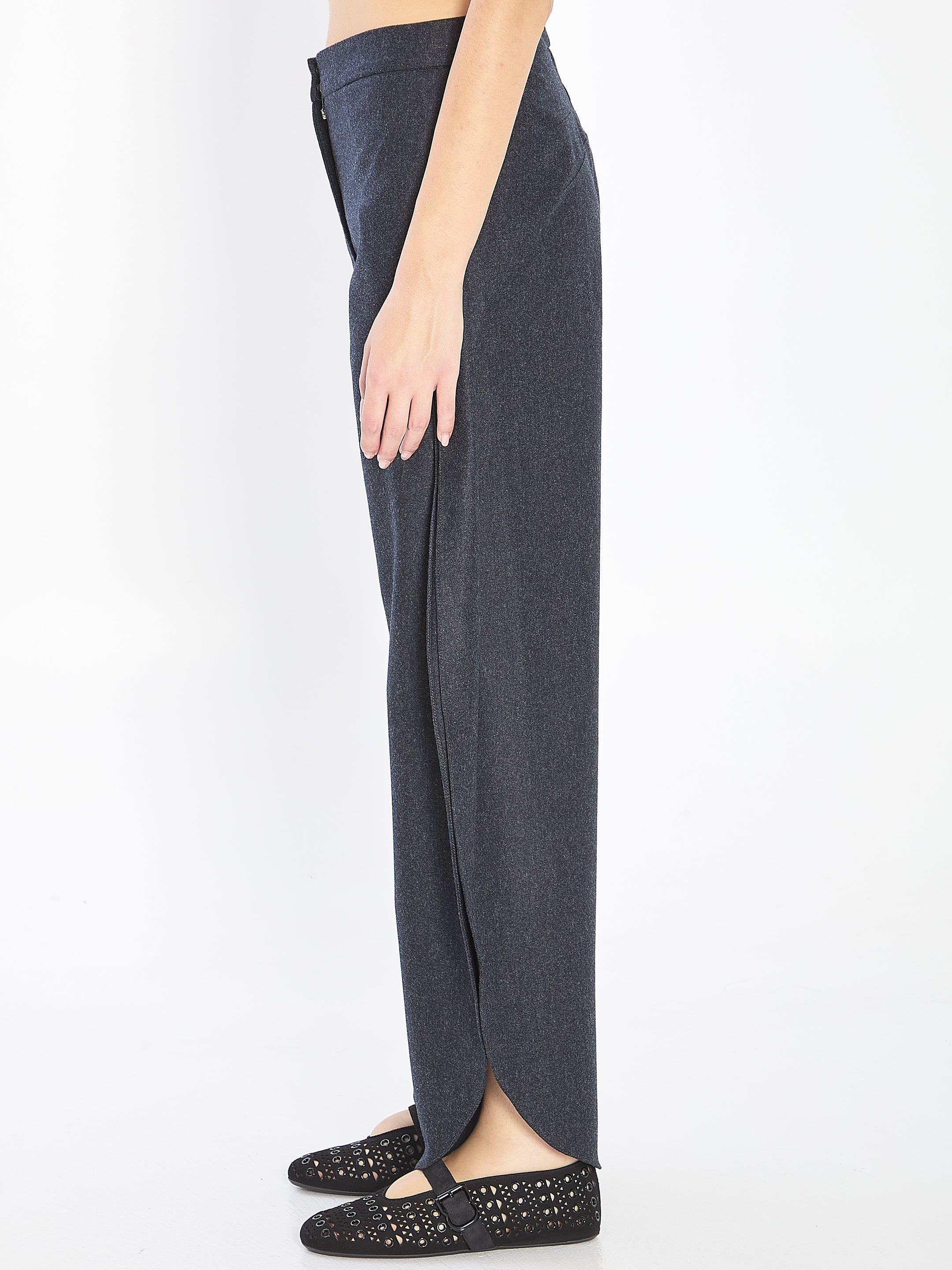 ALAIA Petal Trousers in Wool Flannel - Size 36 FR