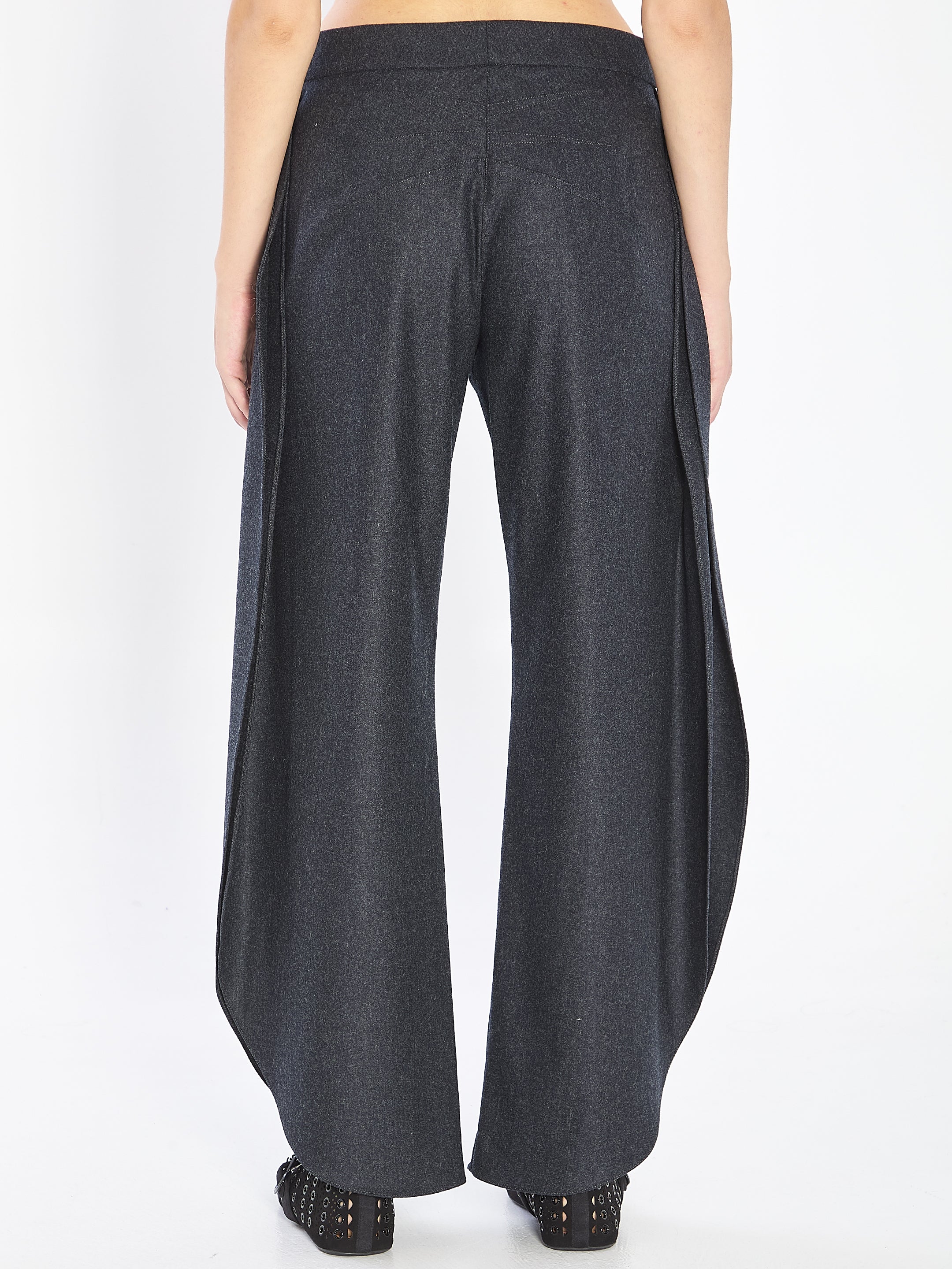 ALAIA Petal Trousers in Wool Flannel - Size 36 FR