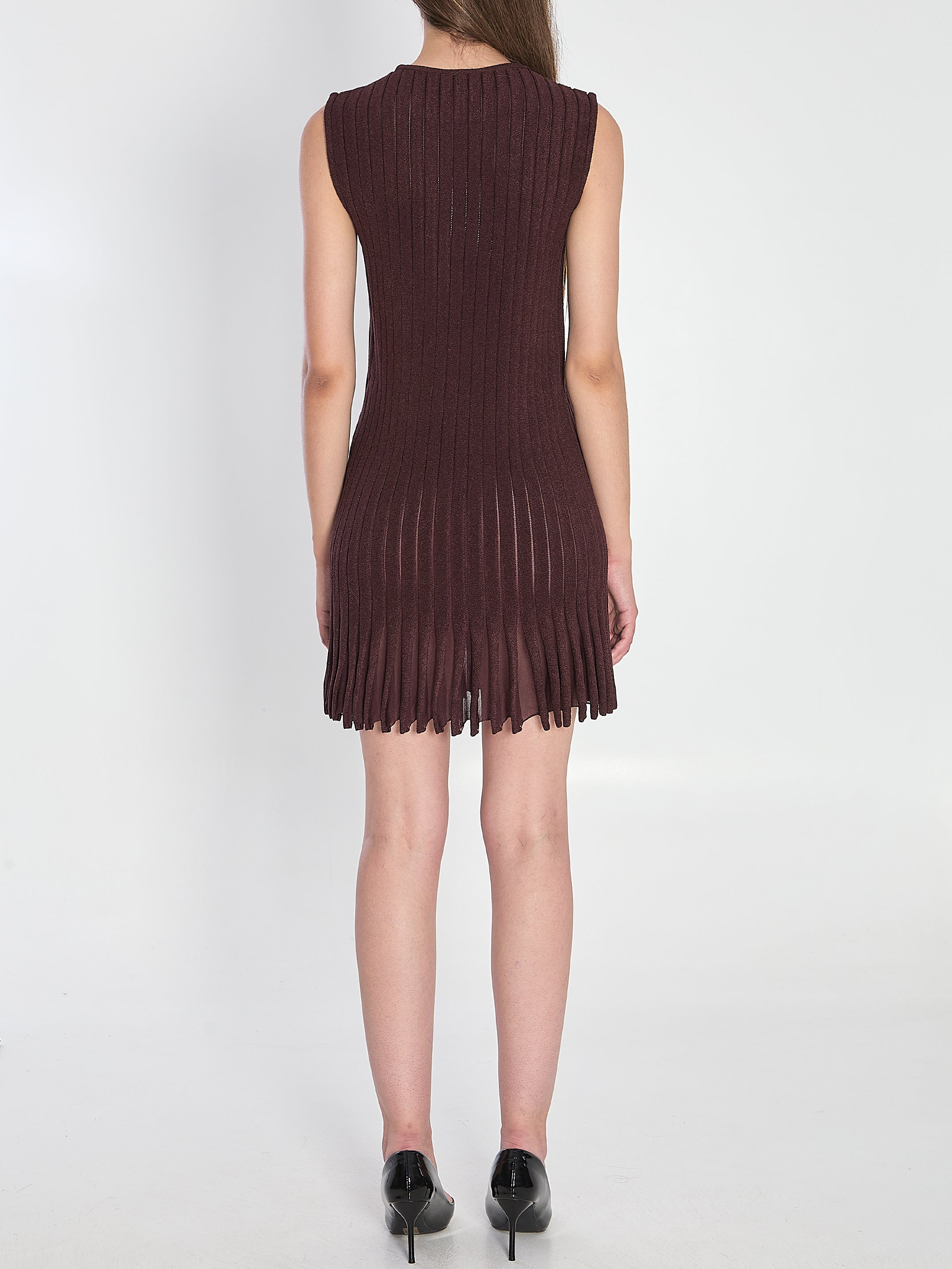 ALAIA Sleeveless Striped A-Line Knit Dress - Size 38
