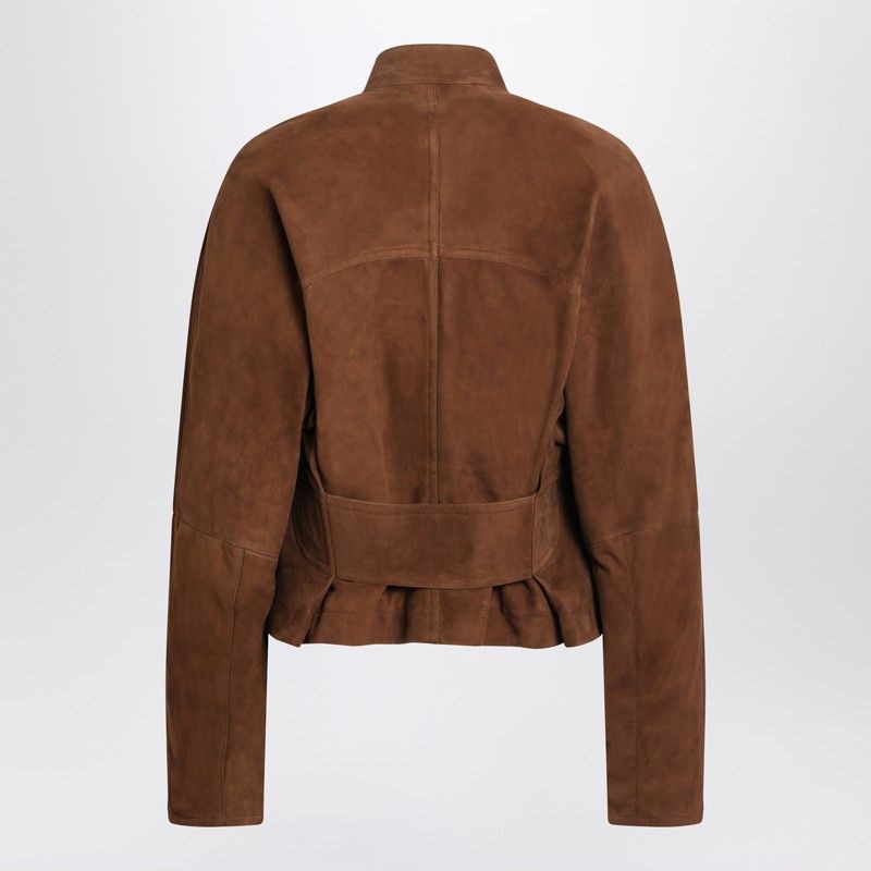 ALAIA Suede Jacket with Mandarin Collar