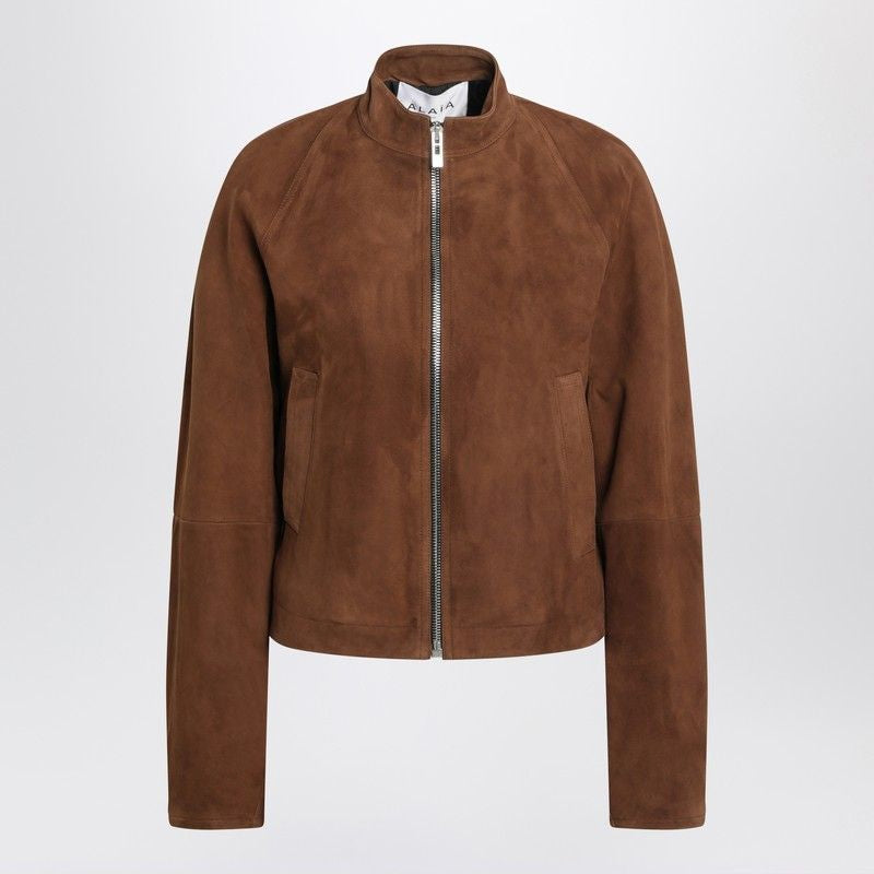 ALAIA Suede Jacket with Mandarin Collar