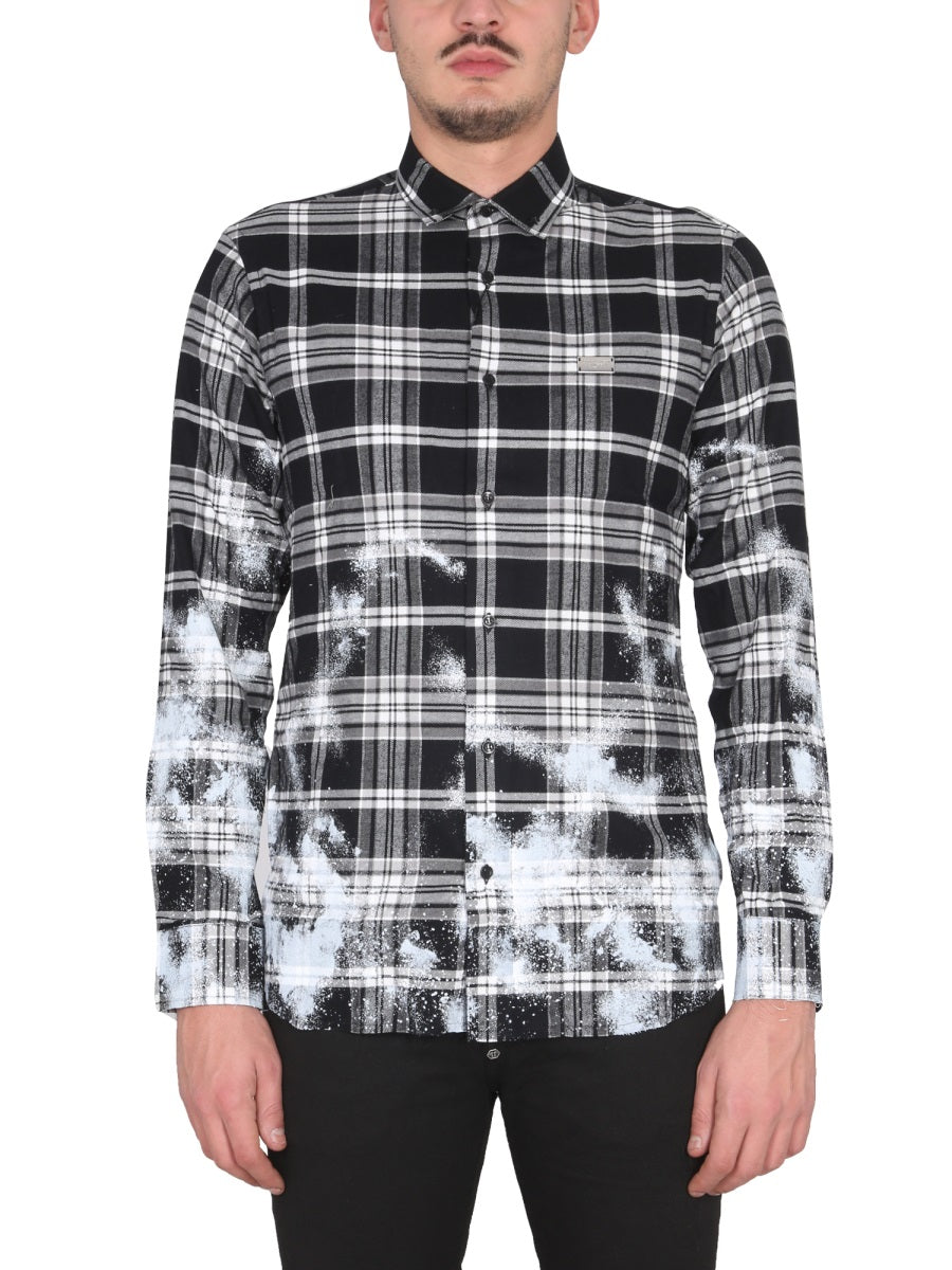 PHILIPP PLEIN Tartan Pattern Button Closure Shirt for Men