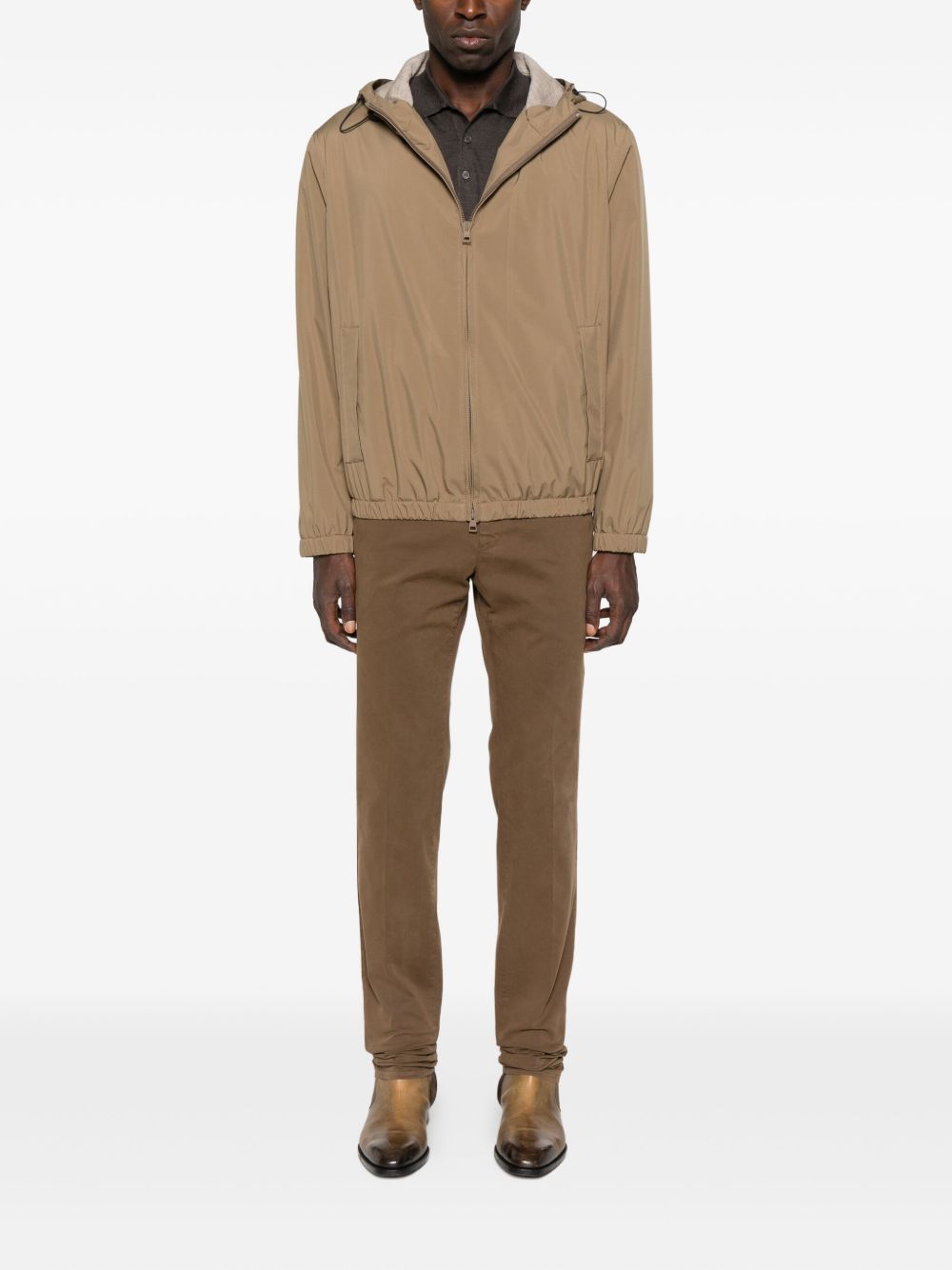 LARDINI Water-Repellent Technical Fabric Jacket with Hood