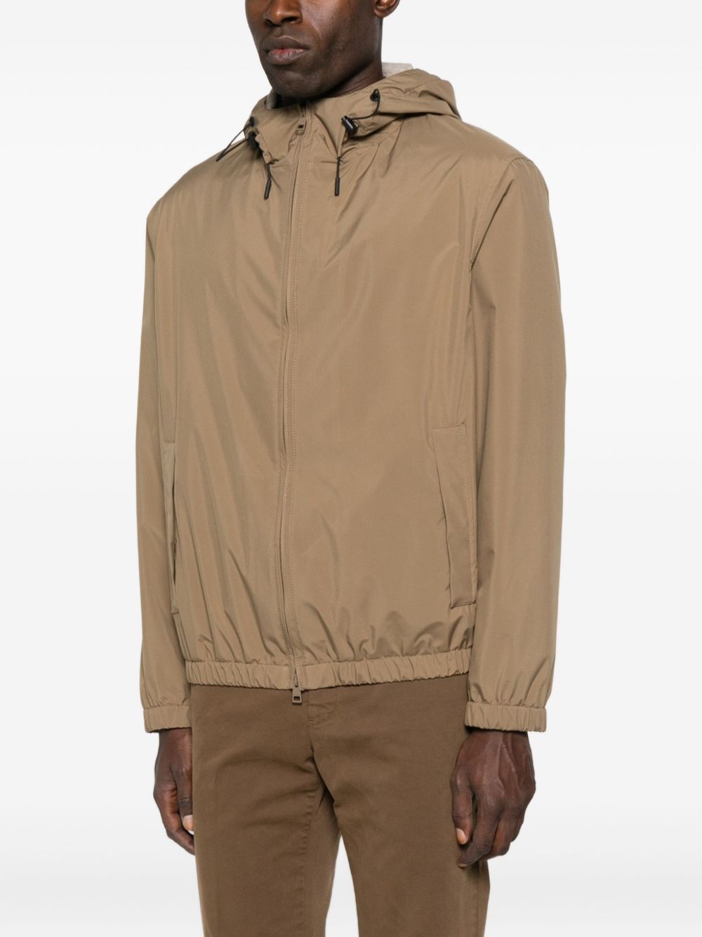 LARDINI Water-Repellent Technical Fabric Jacket with Hood