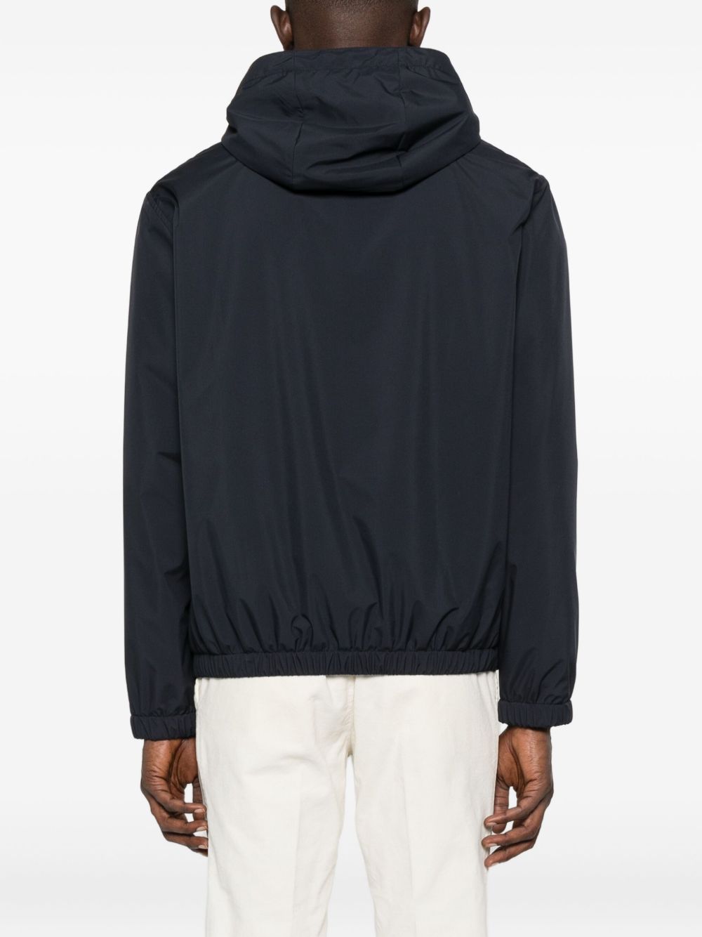 LARDINI Men's Water-Repellent Technical Fabric Drawstring Hooded Jacket