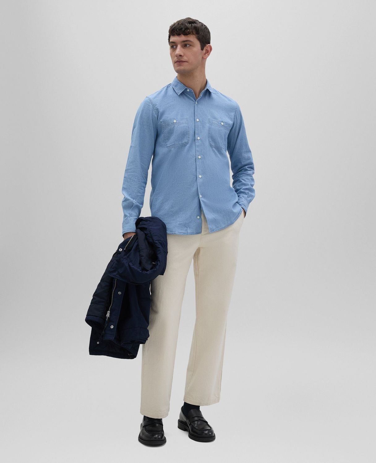 ASPESI Slim Fit Mini Denim Shirt for Men