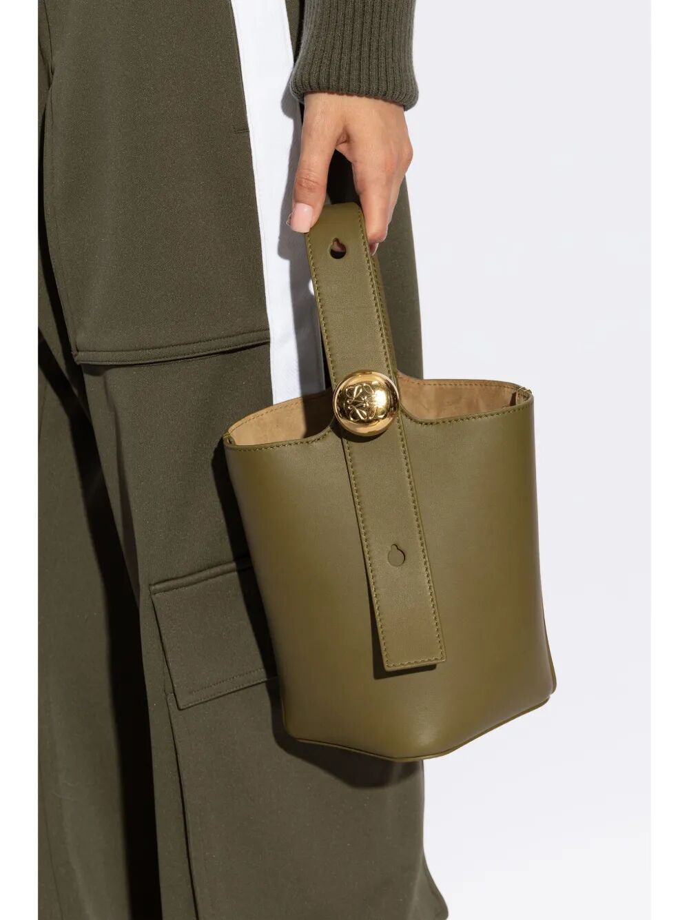 LOEWE Smooth Leather Mini Pebble Bucket Handbag