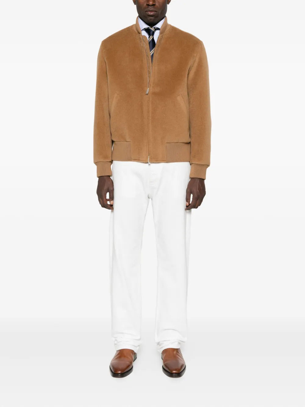 LARDINI Men's Wool Jacket with Ribbed Details