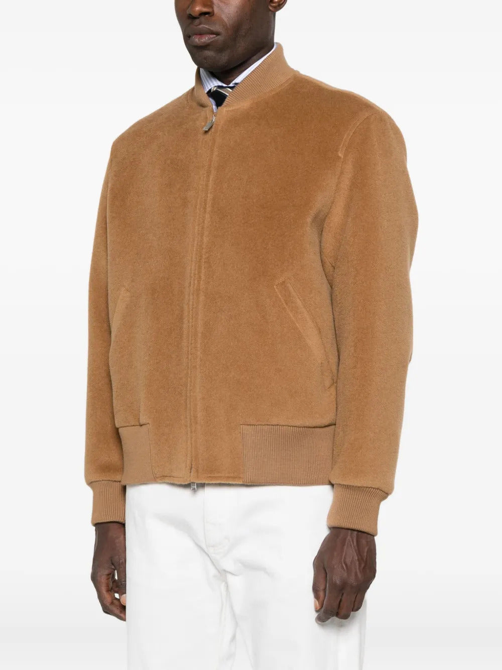 LARDINI Men's Wool Jacket with Ribbed Details