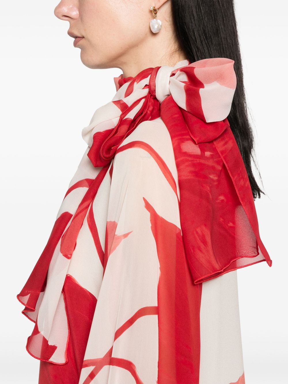 F.R.S FOR RESTLESS SLEEPERS Printed Silk Long Dress with Overlapping Panel