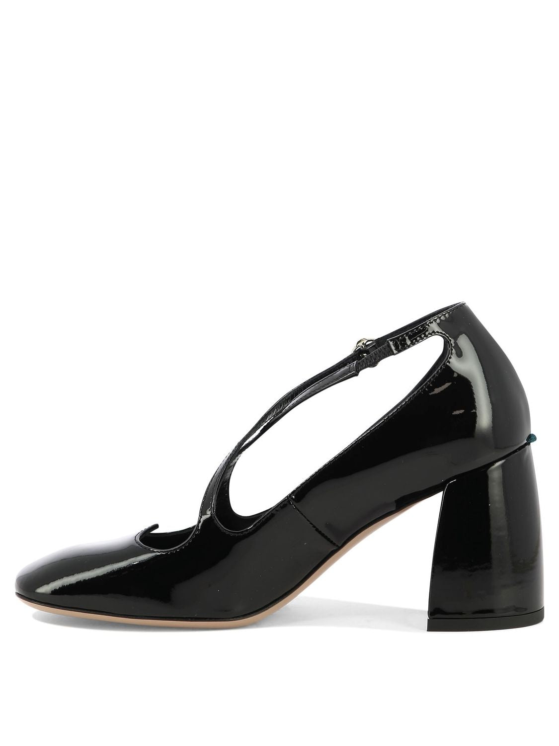 A.BOCCA Heart Shaped Block Heel Pumps with Adjustable Strap