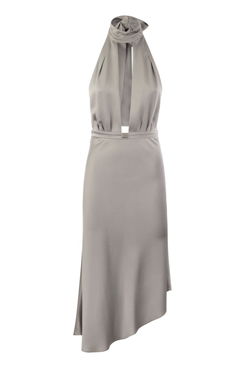 ELISABETTA FRANCHI Asymmetric Satin Midi Dress