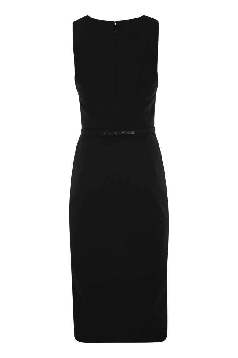 ELISABETTA FRANCHI Crepe Bustier Midi Dress with Contrasting Topstitching