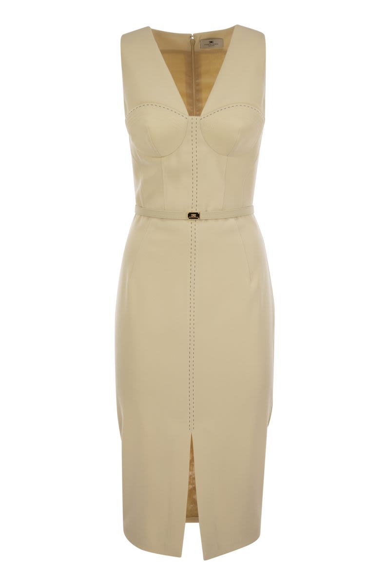 ELISABETTA FRANCHI Crepe Bustier Dress with Contrasting Topstitching