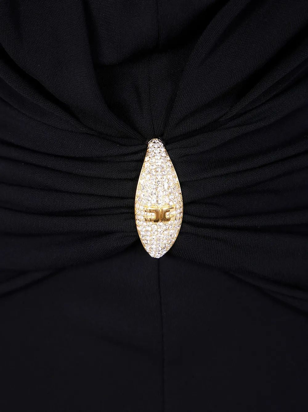 ELISABETTA FRANCHI Elegant Long Dress with Statement Neckline